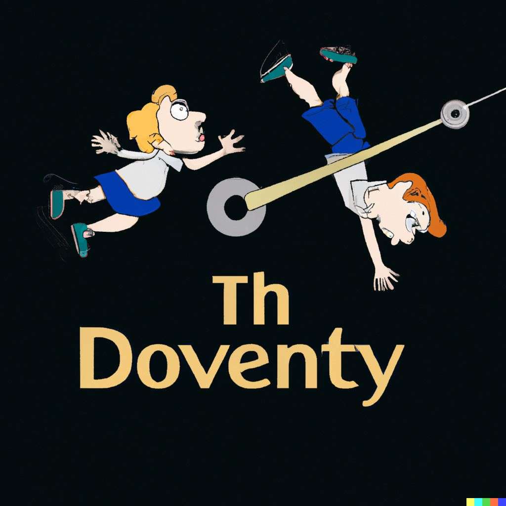 the discovery of gravity, in the style of a mid-20th century Disney cartoon